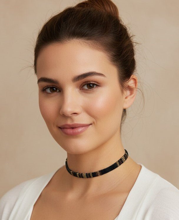 Choker "Bohemia Nº11" en Macramé de Hilos Encerados y Tonos Metálicos - Pieza Única - My Cuqui Shop