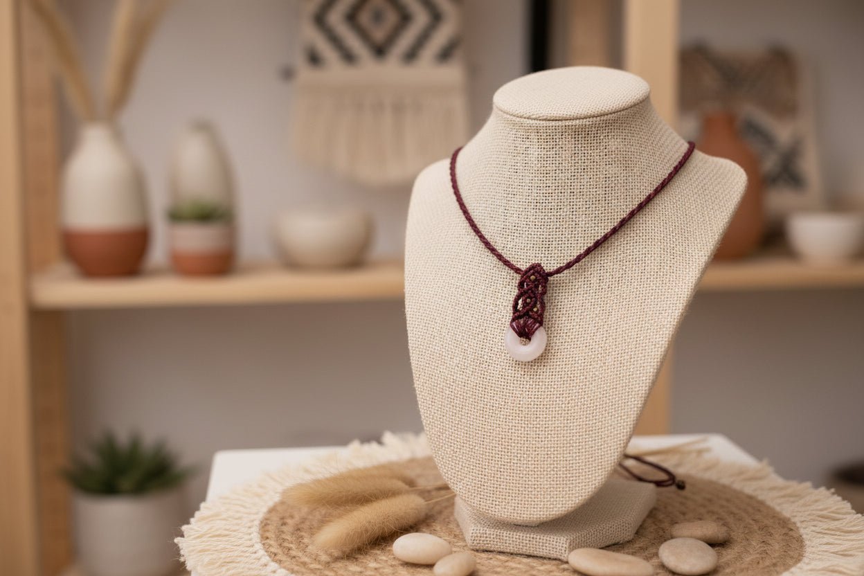 Collar "Eterno Amor": Colgante Pi de Cuarzo Rosa, Pieza Única Artesanal - My Cuqui Shop #