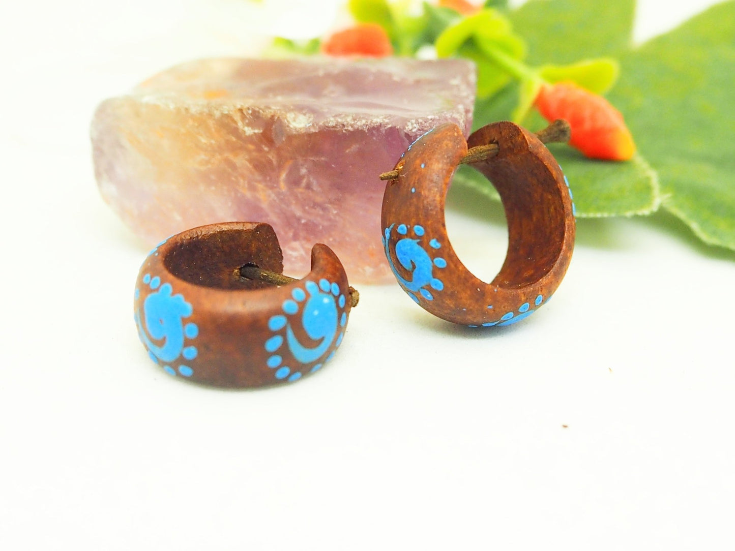 Pendientes de madera pintados - artesanales - My Cuqui Shop