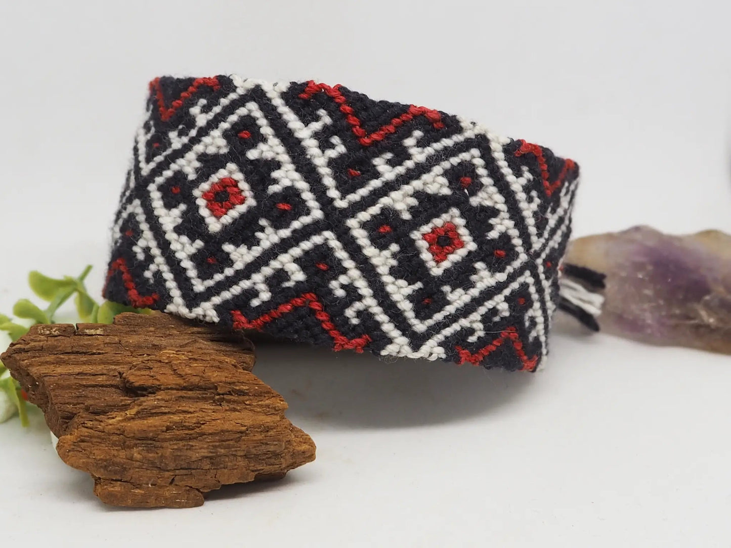 Pulsera macramé Etnica - Roja y negro - My Cuqui