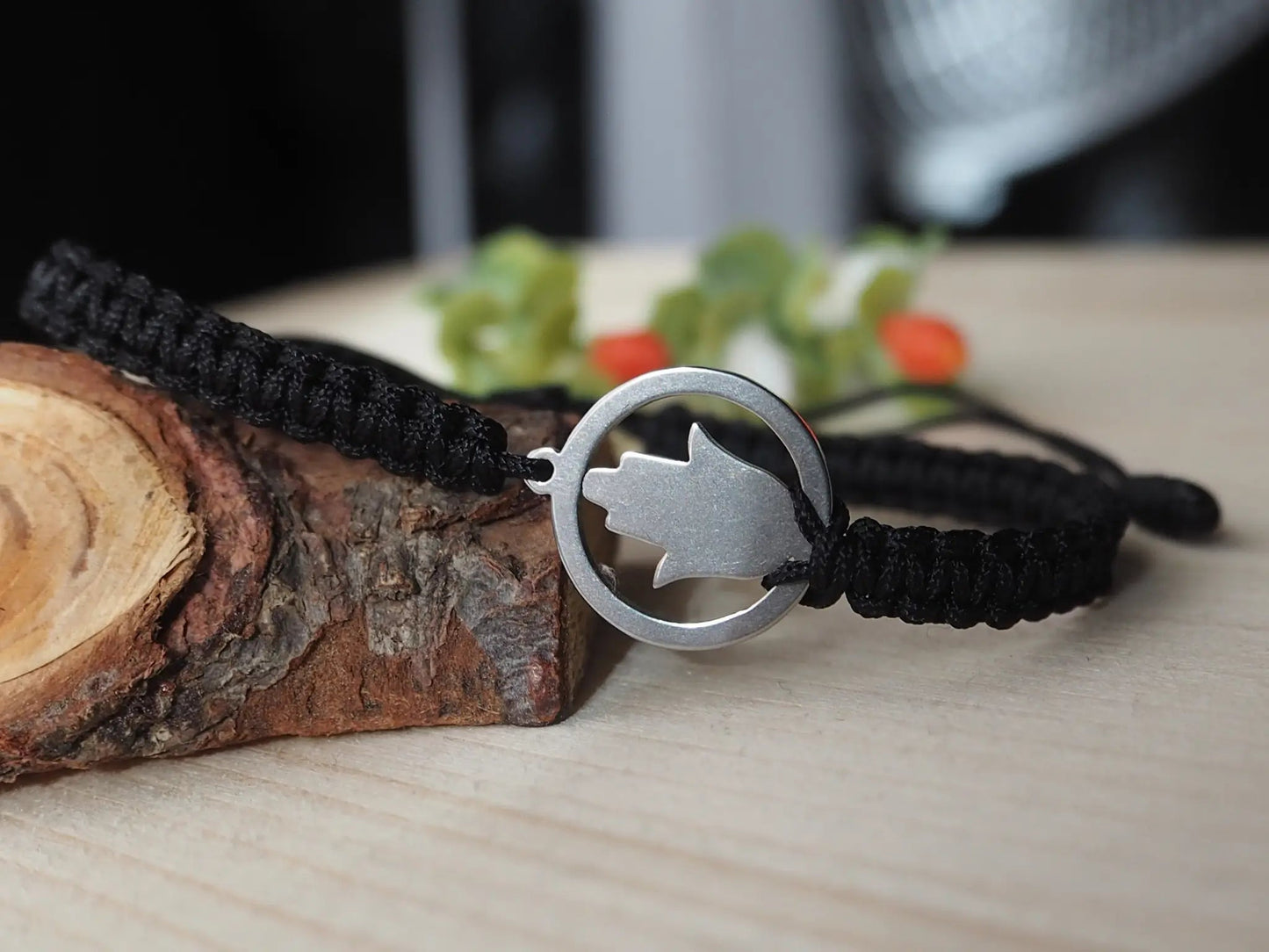 Pulsera Mano de Fátima en acero inoxidable - Negro - My Cuqui