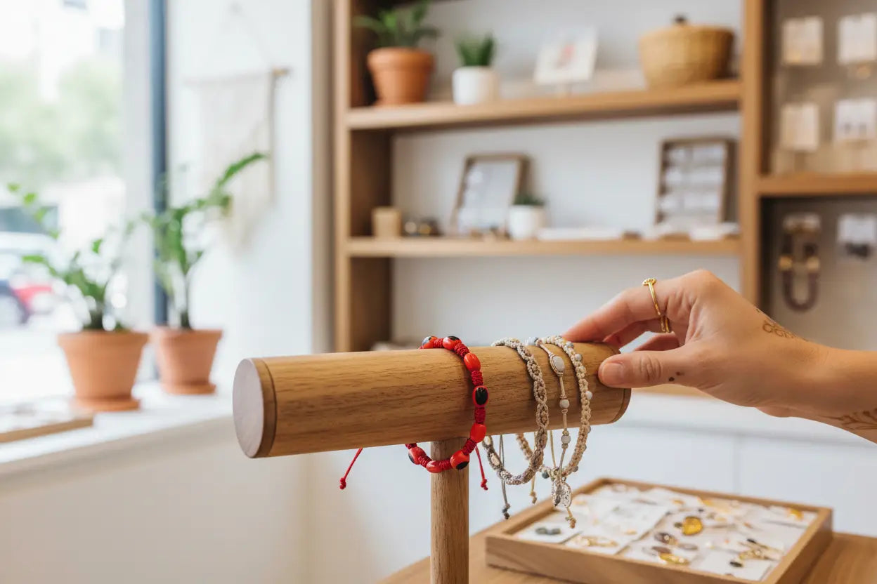 expositor con pulseras