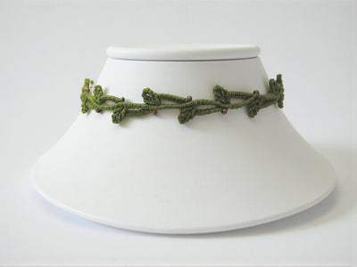 choker color verde de hilo encerado