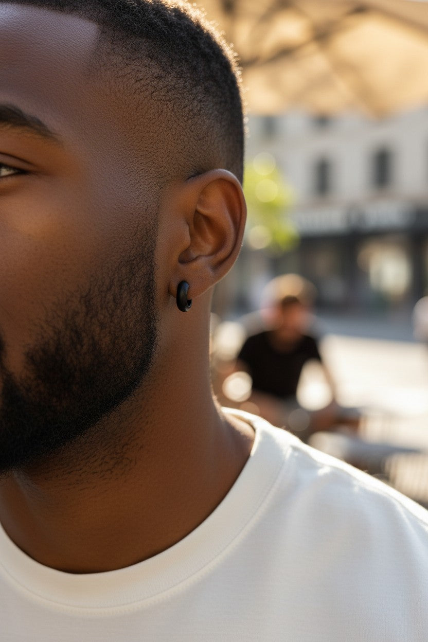 Pendientes de madera color negro