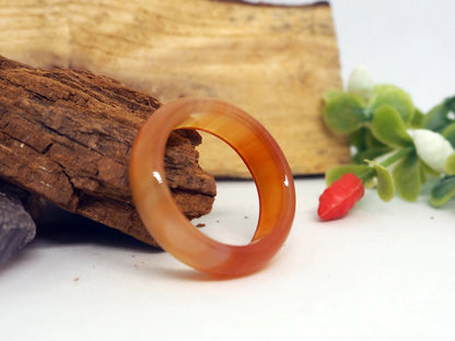 Anillo Alianza de Ágata Naranja Natural - Tonos Cálidos y Energía Vital - My Cuqui Shop