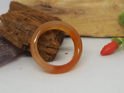 Anillo Alianza de Ágata Naranja Natural - Tonos Cálidos y Energía Vital - My Cuqui Shop
