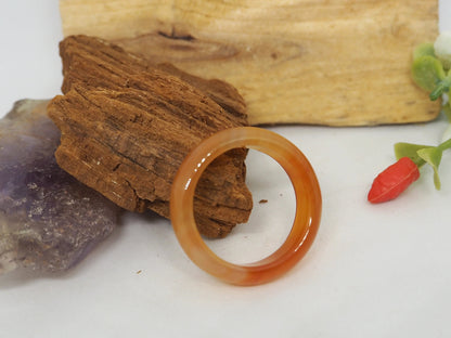 Anillo Alianza de Ágata Naranja Natural - Tonos Cálidos y Energía Vital - My Cuqui Shop