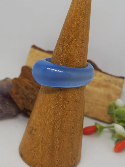 Anillo Elegante de Calcedonia Azul / Opalita - Tono Celeste Calmante - My Cuqui Shop