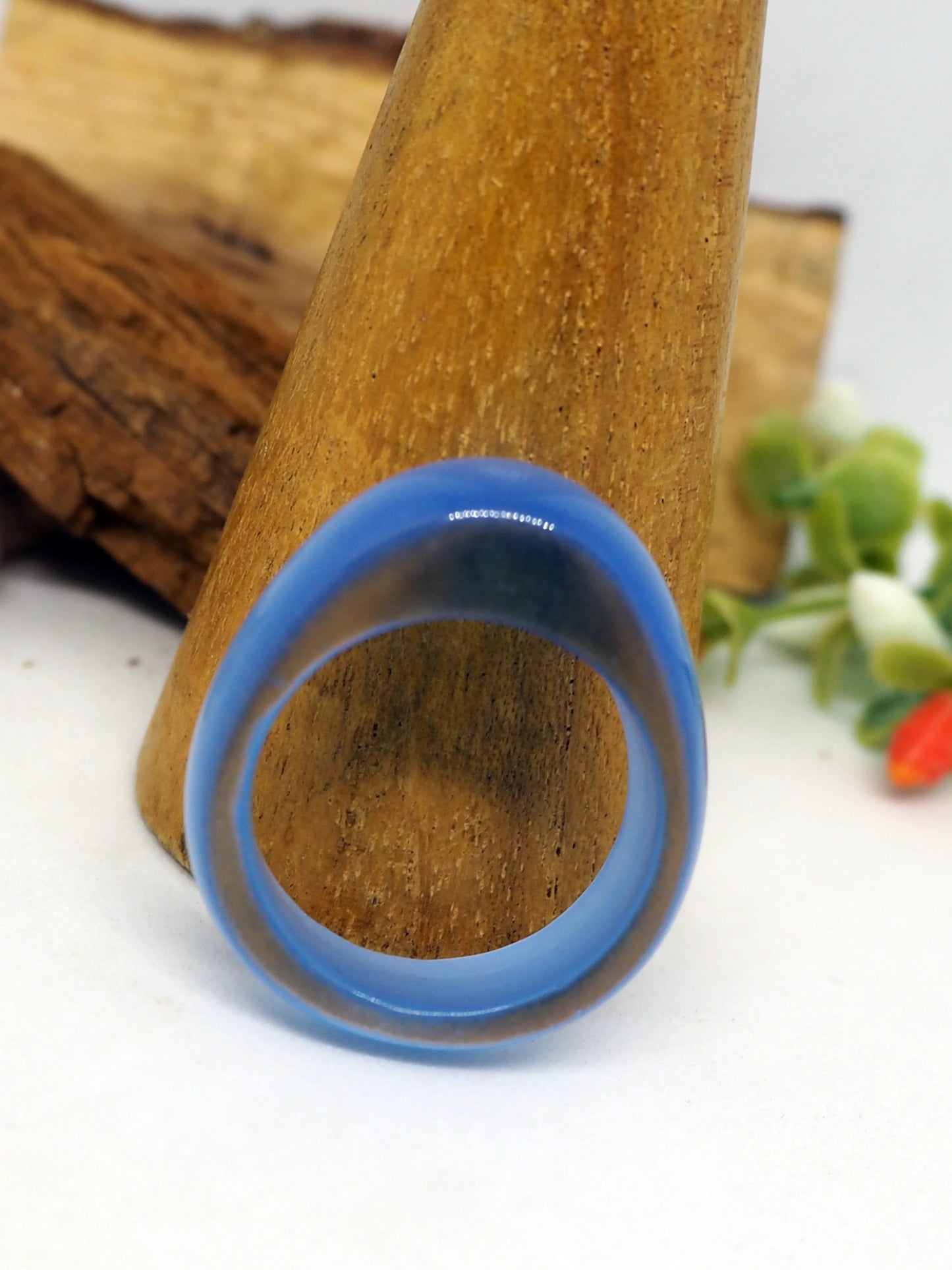 Anillo Elegante de Calcedonia Azul / Opalita - Tono Celeste Calmante - My Cuqui Shop