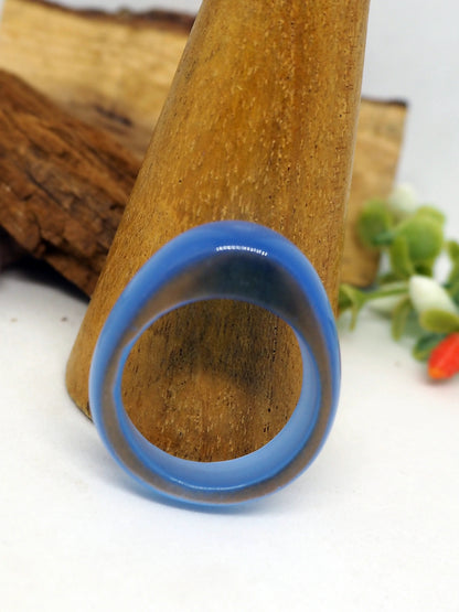 Anillo Elegante de Calcedonia Azul / Opalita - Tono Celeste Calmante - My Cuqui Shop