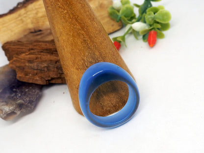 Anillo Elegante de Calcedonia Azul / Opalita - Tono Celeste Calmante - My Cuqui Shop