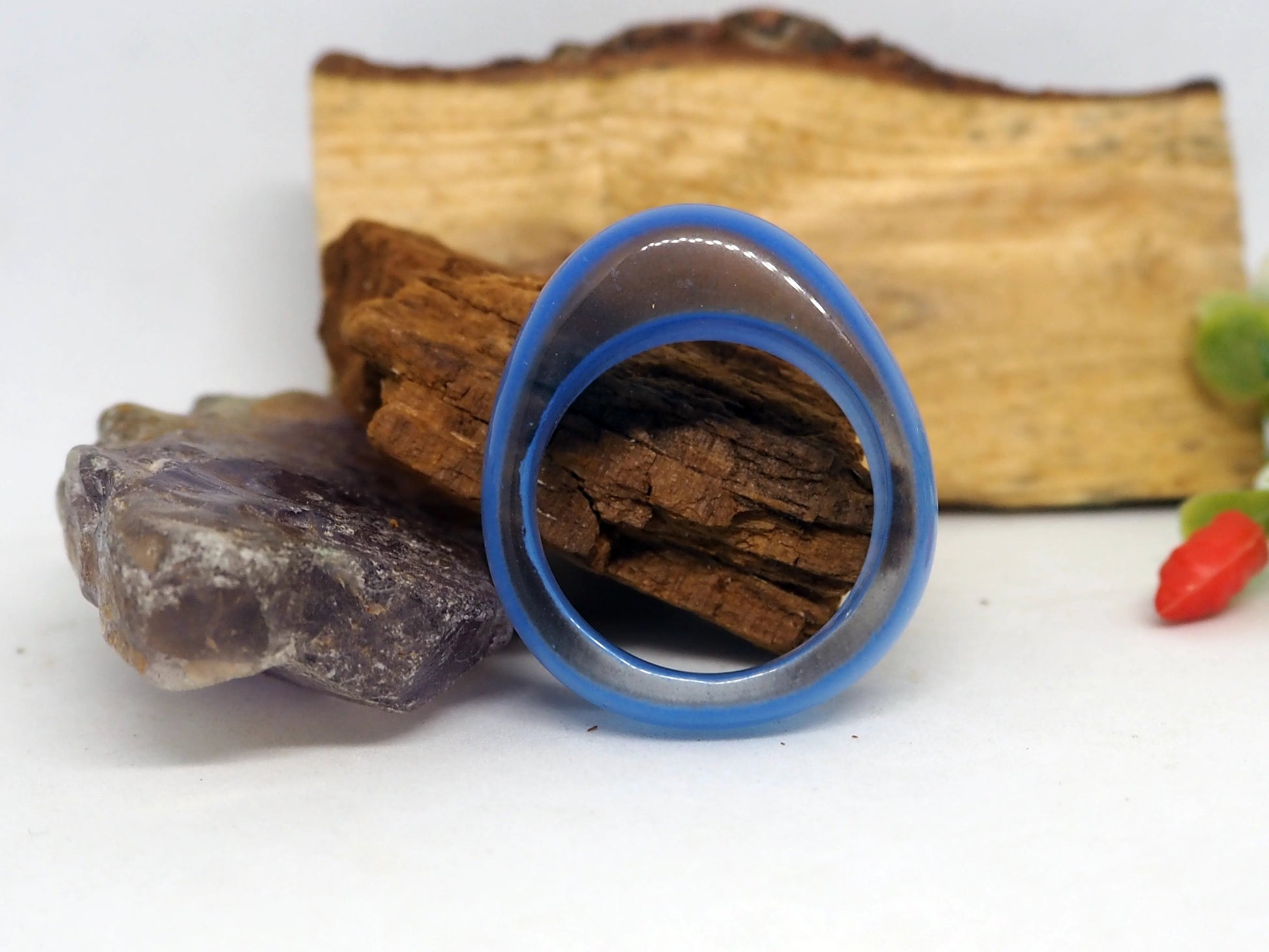 Anillo Elegante de Calcedonia Azul / Opalita - Tono Celeste Calmante - My Cuqui Shop