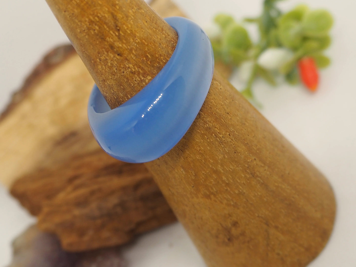 Anillo Elegante de Calcedonia Azul / Opalita - Tono Celeste Calmante - My Cuqui Shop