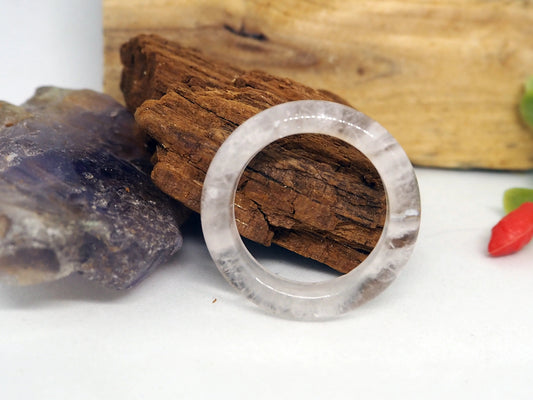 Anillo Minimalista de Cuarzo Rosa Natural Tono Cristalino - Elegancia Sutil - My Cuqui Shop