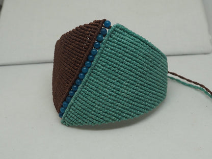 Brazalete Ancho de Macramé con Piedras Aguamarina | Hilos Encerados - My Cuqui Shop