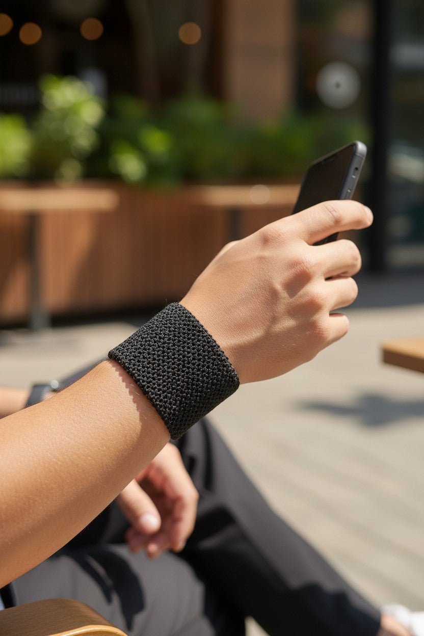 Brazalete Ancho de Macramé Negro | Hilo Encerado Premium Inalterable - My Cuqui Shop