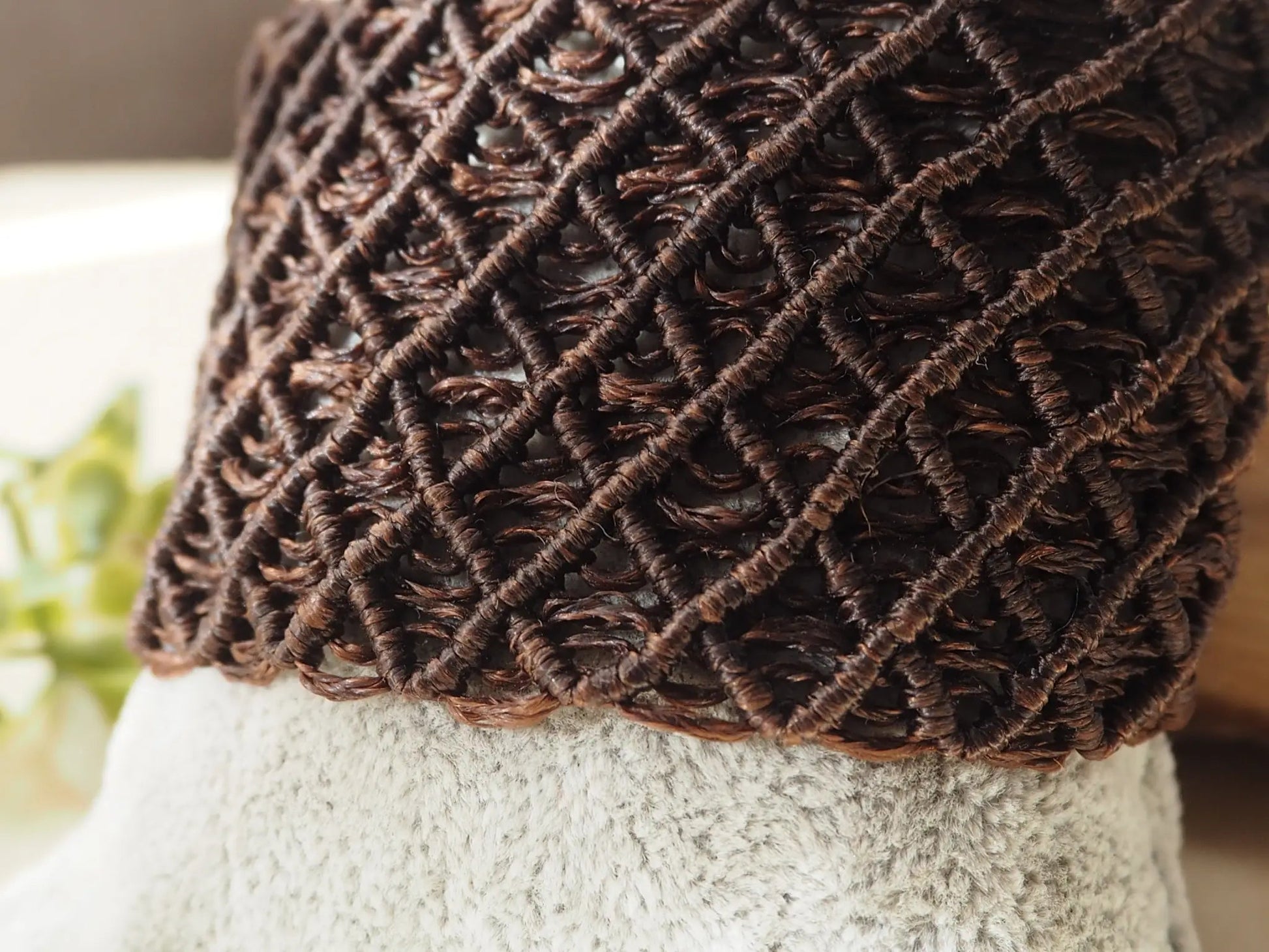 Brazalete macramé color marrón hilo encerado - My Cuqui