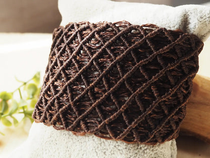 Brazalete macramé color marrón hilo encerado - My Cuqui