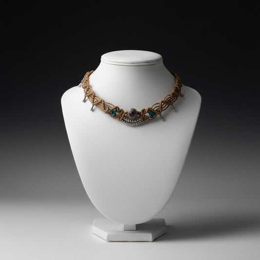 Choker "Amuleto Bohemio": Amatista, Calma y Protección Artesanal - My Cuqui Shop