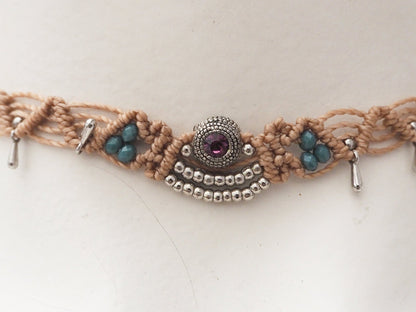 Choker "Amuleto Bohemio": Amatista, Calma y Protección Artesanal - My Cuqui Shop