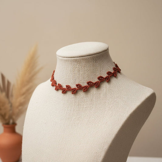 Choker Artesanal de Micromacramé en Hilo Encerado Rojo - My Cuqui Shop #