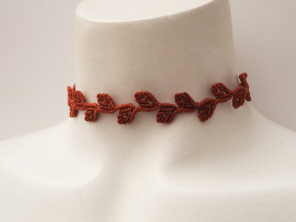 Choker Artesanal de Micromacramé en Hilo Encerado Rojo - My Cuqui Shop #