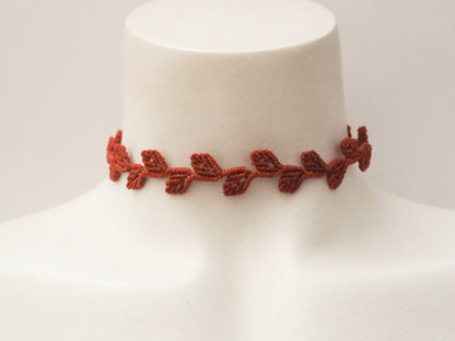 Choker Artesanal de Micromacramé en Hilo Encerado Rojo - My Cuqui Shop #