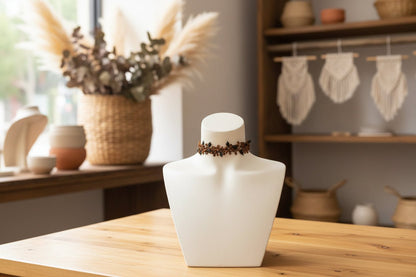 Choker Artesanal "HOJAS" - En color marrón y verde - My Cuqui