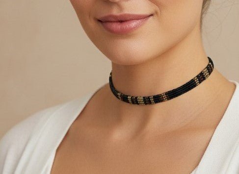 Choker "Bohemia Nº11" en Macramé de Hilos Encerados y Tonos Metálicos - Pieza Única - My Cuqui Shop