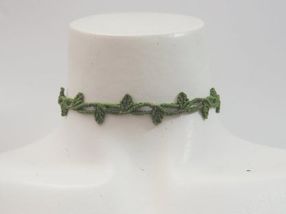 Choker en hilo encerado color verde - ajustable - My Cuqui Shop