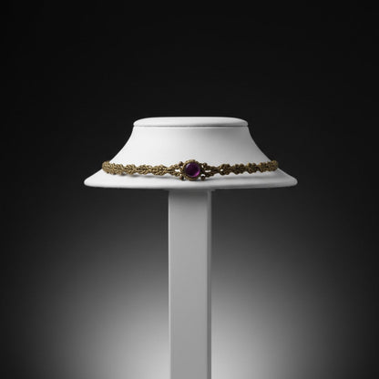Choker Glamour "Corona Violeta": Amatista y Hilo Encerado Dorado - My Cuqui Shop #