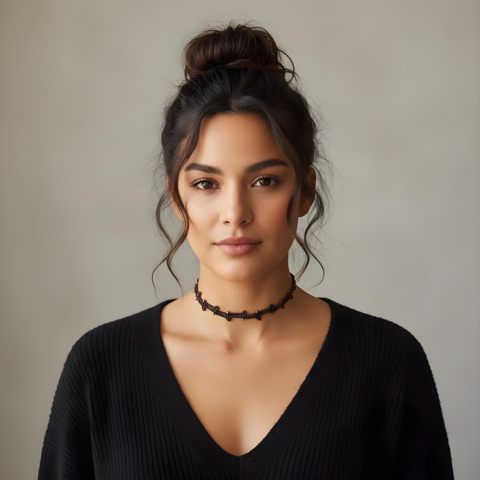 Choker "Hojas" en hilo encerado color marrón - My Cuqui Shop #