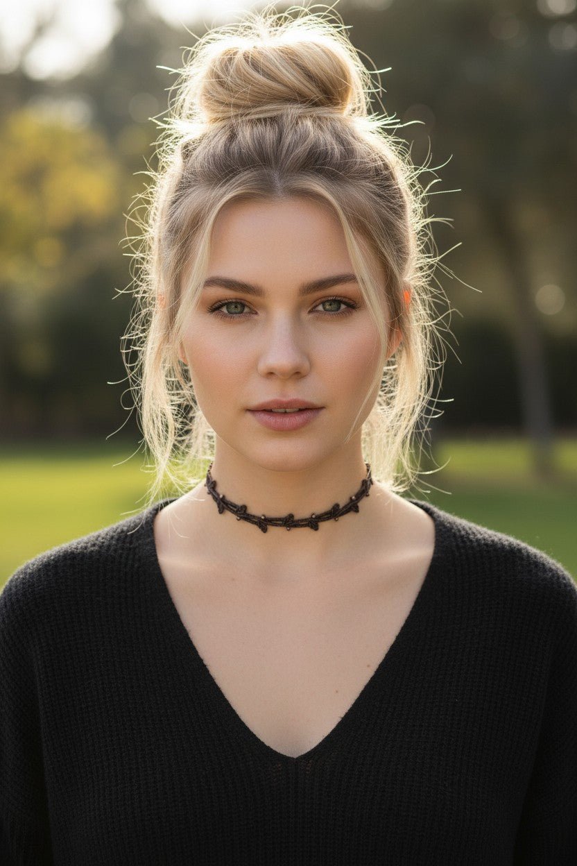 Choker  "Hojas" en hilo encerado color marrón - My Cuqui Shop #