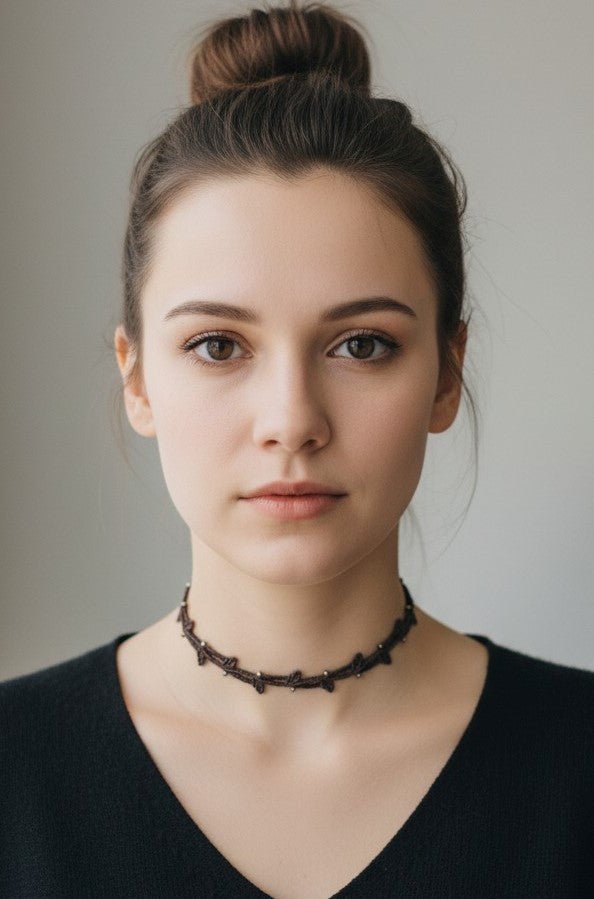 Choker  "Hojas" en hilo encerado color marrón - My Cuqui Shop #