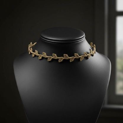 Choker "Hojas" en hilo encerado dorado. Ajustable - My Cuqui Shop