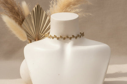 Choker "Hojas" en hilo encerado dorado. Ajustable - My Cuqui Shop