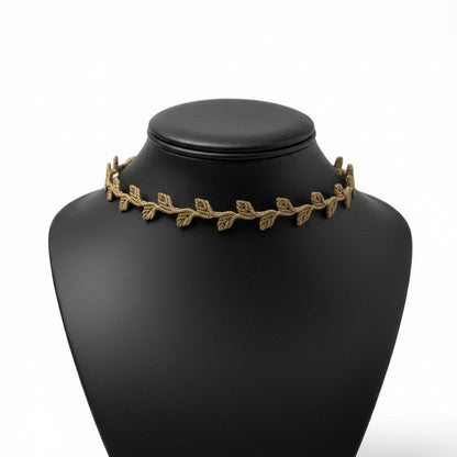 Choker "Hojas" en hilo encerado dorado. Ajustable - My Cuqui Shop