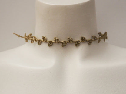 Choker "Hojas" en hilo encerado dorado. Ajustable - My Cuqui Shop
