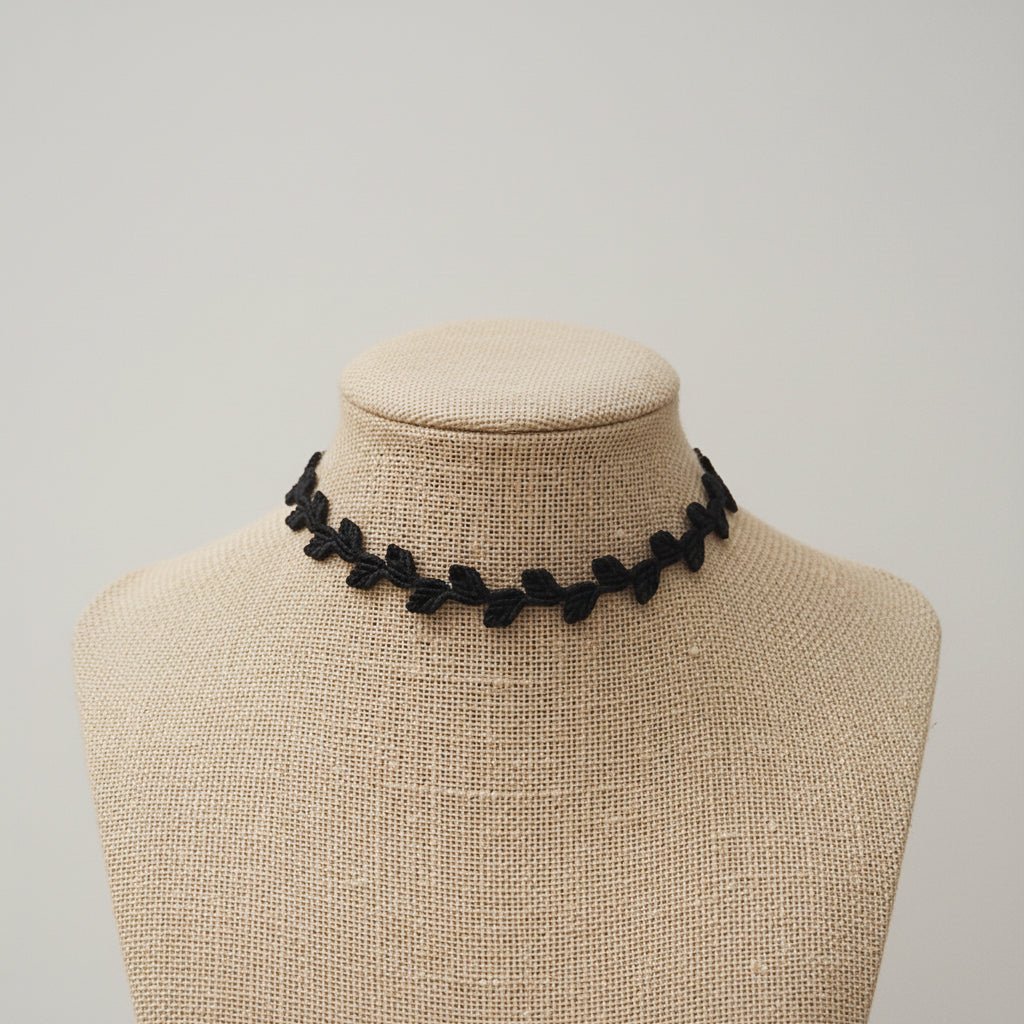 Choker "Hojas" hilo encerado color negro - My Cuqui Shop #