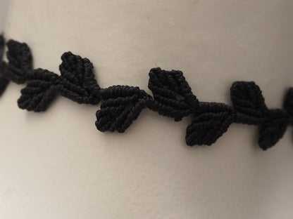 Choker "Hojas" hilo encerado color negro - My Cuqui Shop #