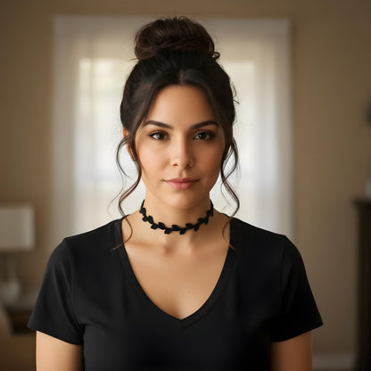 Choker "Hojas" hilo encerado color negro - My Cuqui Shop #