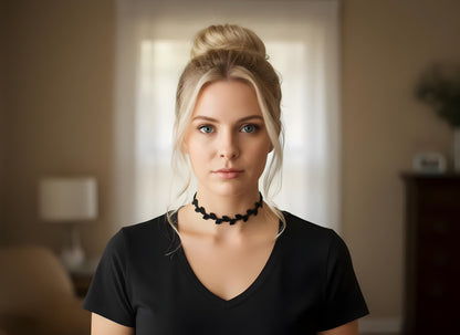 Choker "Hojas" hilo encerado color negro - My Cuqui Shop #