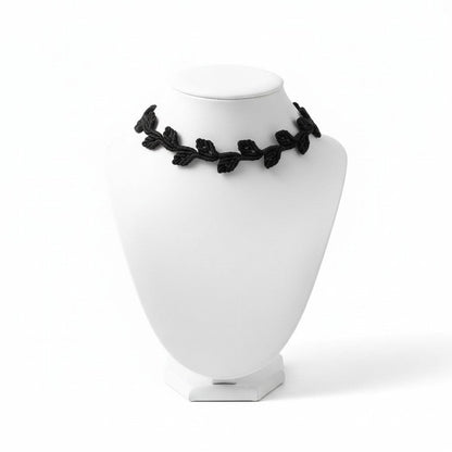 Choker "Hojas" hilo encerado color negro - My Cuqui Shop #