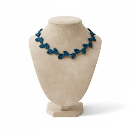 Choker "Hojas" hilo encerado color turqueza - My Cuqui Shop #