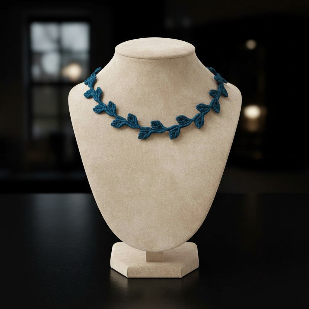 Choker "Hojas" hilo encerado color turqueza - My Cuqui Shop #