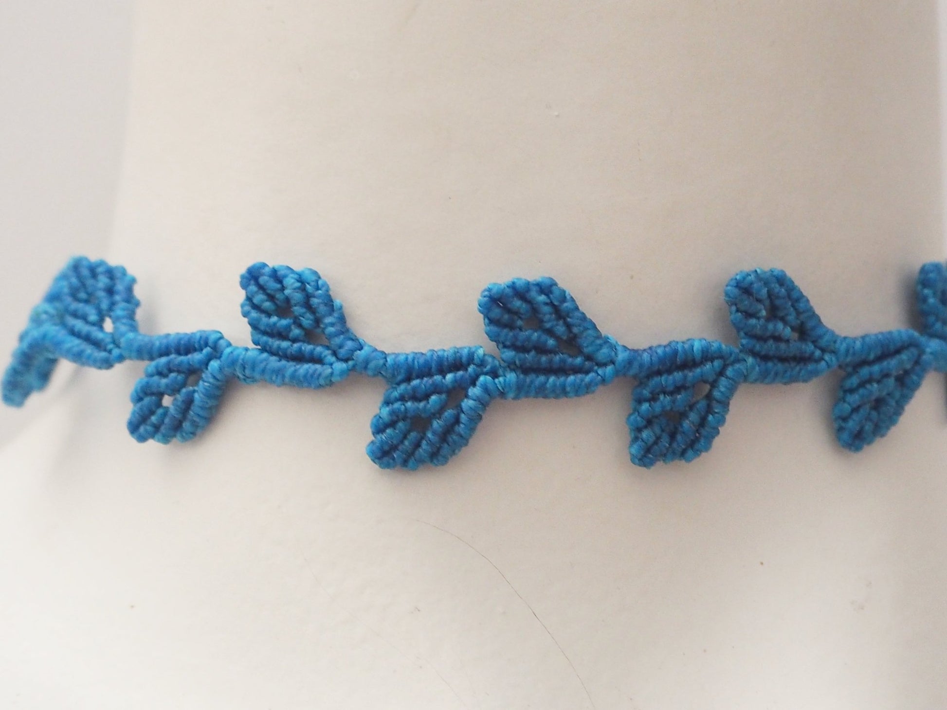 Choker "Hojas" hilo encerado color turqueza - My Cuqui Shop #