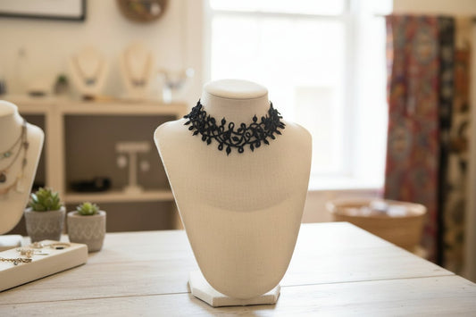 Choker negro macramé - artesanal - My Cuqui