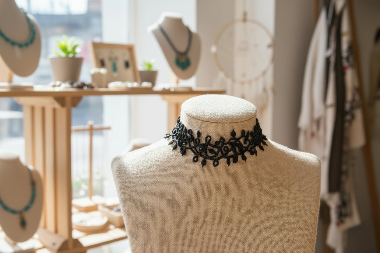 Choker negro macramé - artesanal - My Cuqui