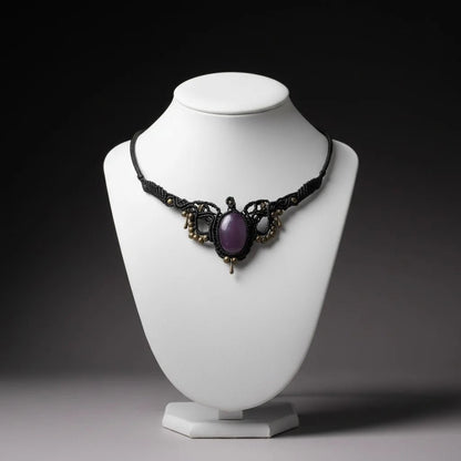 Collar Amuleto "Gea" en Macramé Negro | Joyas Cuquis Hechas a Mano - My Cuqui Shop