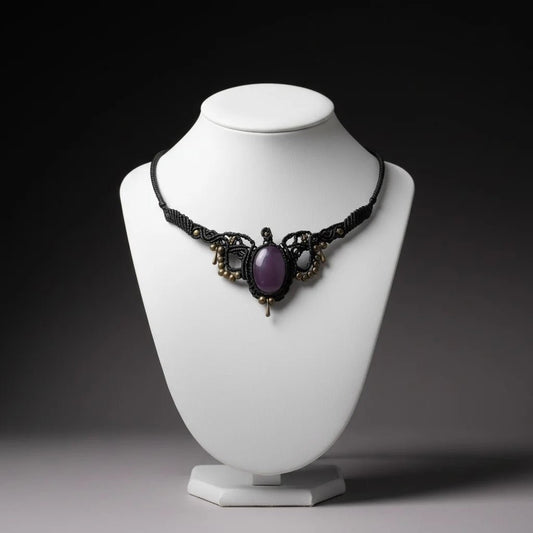 Collar Amuleto "Gea" en Macramé Negro | Joyas Cuquis Hechas a Mano - My Cuqui Shop
